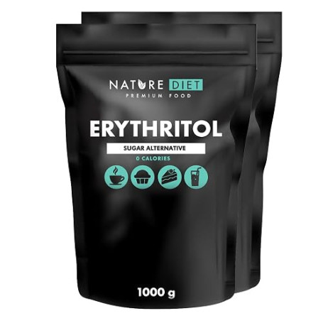 Nature Diet Érythritol, 2 x 1000 g, Édulcorant Naturel, 0 Calorie | Compatible avec le Régime Keto, Alternative au Sucre, 0 kcal
