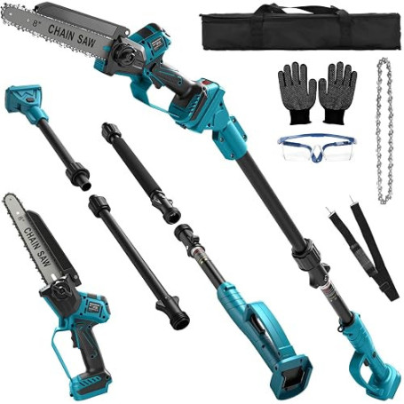 2 en 1 Tronçonneuse Perche Élagueuse télescopique sans fil pour Makita 18 V (sans batteries), mini scie à élaguer Coupe Branche