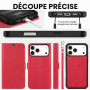 TUCCH Étui pour iPhone 18 Pro Max/17 Pro Max 6,9" 5G, Rouge | Blocage RFID, Coque Amovible 2 en 1, Chargement sans Fil, Portefeu