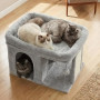 Heybly Arbre à Chat, Tour de 35 cm avec Grande Plateforme de Repos et Cabane pour Chats Adultes d'Intérieur, Poteaux à Griffes e