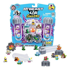 MrBeast Lab Swarms Hyper Fusion Méga Labo 14 pièces | 14 autocollants et 4 capsules de fusion pour créer ton labo, 100+ créature