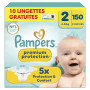 Pampers Premium Protection Couches Taille 2 x150 + 10 Lingettes Bébé | 4kg-8kg. Notre N°1 Pour La Protection De La Peau Et Contr