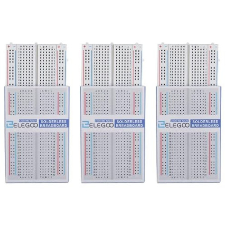 ELEGOO 3pcs Breadboard Carte d'Expérimentation 400 Points Platine d'Essai | PCB sans Soudure pour Arduino