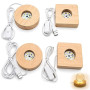 Snugloo Socle LED Bois Lot de 4, pour Figurines Cristal 3D, USB Dimmable | Socle LED avec USB, Lumière Chaude, pour Figurines Cr