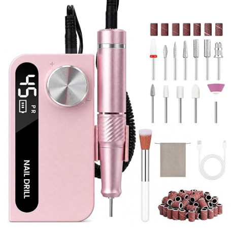 BRIGIN Ponceuse à ongles 45000 tr/min sans fil avec LCD pour ongles en gel | BRIGIN Ponceuse à ongles sans fil avec 45 000 tr/mi