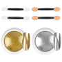 LOPHE 2PCS Poudre Chrome Ongle, Effet Miroir Métallique, Or Argent | Poudre Pigmentée avec Paillettes, Brillant Miroir, pour Déc