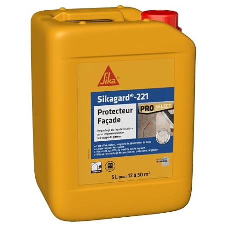SIKA - Hydrofuge imperméabilisant façade et mur - Sikagard 221-5L | Protège façades et murs - Prêt à l’emploi - Limite salissure