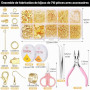Samulee Lot de 710 Accessoires pour la Fabrication de Bijoux Pour Débutants | Kit Bijoux avec Fermoirs Mousquetons, Perles à écr