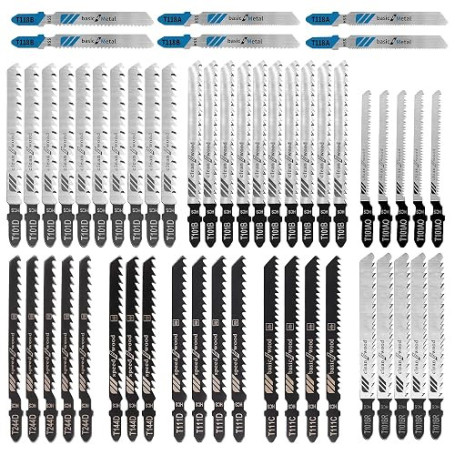 52 pièces Lames De Scie Sauteuse professionnelles,10 modèles Tige en T Jeu de lames de scie sauteuse à haute teneur,Lame de scie