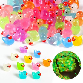 Mini Canard en Plastique 100 Pcs, 10 Couleurs Mini Canard | pour Bricolage, Maisons de Poupées, Paysage de Jardin et Aquariums