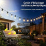 LaPitio Guirlande Lumineuse Exterieure Solaire 30M, 50+2 Ampoules étanches | Chargement Solaire ou USB, 3 Modes, Guirlande Guing