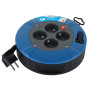 Electraline 28905 Enrouleur Rallonge Ménager Domestique avec 4 Prises 16A, Câble 5M-Section 3G1 mm², Blue