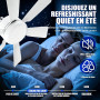 OKSANO Ventilateur de plafond avec lumière et télécommande,Grain de bois blanc petite lumière de ventilateur de 45cm avec ampoul