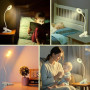 Akynite 3W Lampe de Lecture au Lit Rechargeable à Pince, Type C Charge, 5 Couleur et 5 Intensité, Lampe de Chevet Tactile sans F