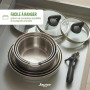 Qdesign - Batterie de Cuisine à Induction 10 Pièces - Set de 3 Casseroles, 3 Poêles et 3 Couvercles Passoires avec Poignée Amovi