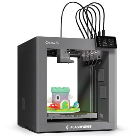 FLASHFORGE Creator 5 Imprimante 3D, 4 Nozzles Indépendants, 256x256x256mm | 600mm/s, Impression Multicolore& Multi-Matériaux San