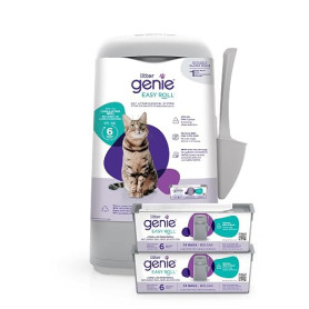 Litter Genie Poubelle à litière Easy Roll sans odeurs pour Le Bien être du Chat avec 2 recharges - 12 Mois pour Un Chat