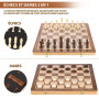 Peradix Jeu d'échecs et Dames 2 en 1 Echiquier en Bois Magnétiques, avec Double Dames, Pour Voyage Pliables, Jouets et Cadeaux d