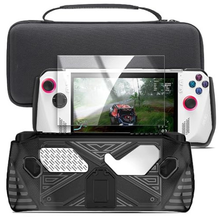 ENCASED Ensemble d’Accessoires pour ASUS ROG Ally – Étui de Transport avec Béquille et Protection d’Écran en Verre Trempé (Noir)