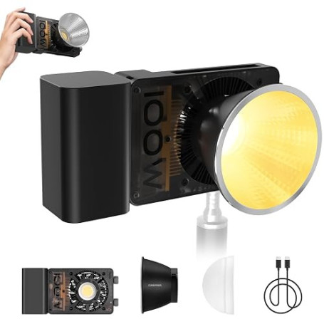 ZHIYUN CINEPEER CX100 [Officiel] Lumiere Video 100W avec Batterie 4500mAh | COB Eclairage Video Bi-Color avec 3840 Lux et 2700-6