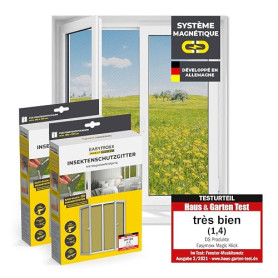 EASYmaxx Moustiquaire de fenêtre avec Magic Click | Peut être découpée individuellement pour toutes les fenêtres jusqu'à 150x130