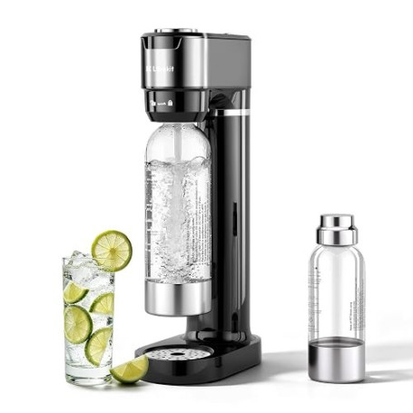 LLIVEKIT Machine à Eau Pétillante avec 4 Niveaux de Bulles/Manomètre Visuel | Machine à Soda avec 2 Bouteilles PET de 0,5 L et 1
