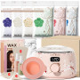 KOTAMU chauffe cire epilation avec 600 g de perles de cire et bol silicone | Avec 600 g de perles de cire, bol en silicone, spat