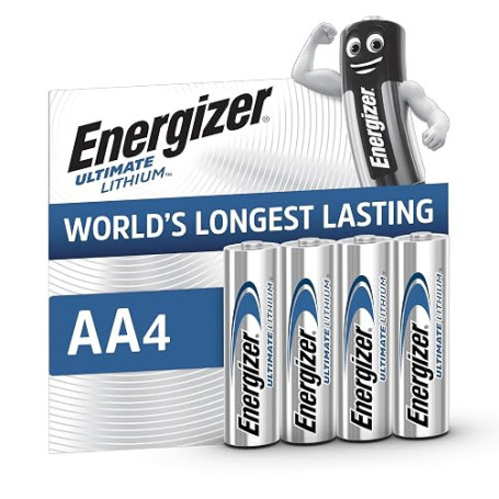 Energizer Ultimate Lithium Piles AA (Lot de 4), la Plus Durable au Monde | Longue durée pour appareils à Haute consommation, Emb