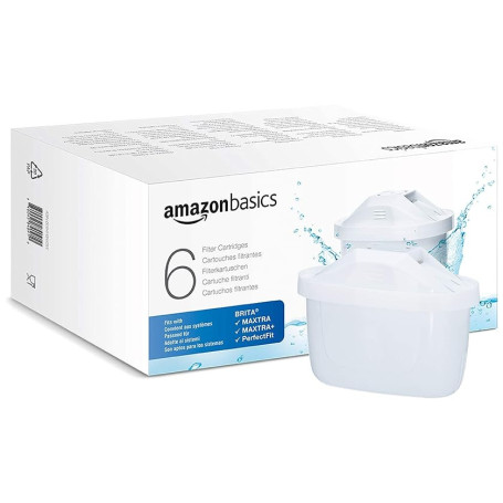 Amazon Basics Cartouches filtrantes, compatibles avec Toutes Les Actuelles BRITA y Compris Les carafes, 6 unité, Lot de 1