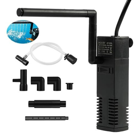 Filtre Intérieur Aquarium Multifonctionnel et Économe en Énergie pour Aquariums allant jusqu’à 20L, Convient pour Plantes et Ani