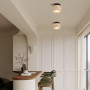 kaixunl 7W Plafonnier en Travertin Jaune Lustre Style Japonais Esthétique Wabi Sabi Lampe Circulaire Luminaire à Lumière Chaude