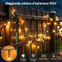 Guirlande Lumineuse Exterieure Solaire,22M & 200 LED 8 Modes-Colorée | IP65 Étanche Guirlande Solaire Exterieur pour Jardin Terr