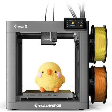 Flashforge Creator 5 Imprimante 3D, 4 Têtes Indépendantes, Multicolore | Zero Purge Waste, 600mm/s Haute Vitesse, Multi-Matériau