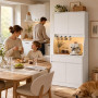 YOUDENOVA Armoire de Cuisine Buffet avec LED et Prise de Courant Blanc | Buffet avec plan de travail, tiroir, LED, prise et étag