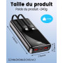 Power Bank Chargeur Portable 20 000 mAh 22,5 W avec câbles intégrés USB-C PD3.0 QC4.0 avec écran LCD pour iPhone 17 16 15 14 13 