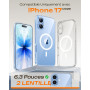 TOCOL Coque pour iPhone 17, Compatible avec MagSafe, Transparent | Protection de l'objectif Améliorée, Pas Facile à Jaunir, Rési