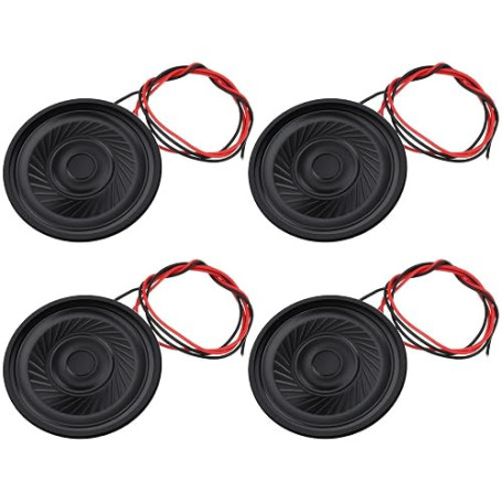 VGOL Lot de 4 Mini Haut-parleurs 36 Mm 8 ? 0,5 W avec Câble de 10 Cm pour Sonnettes MP3 Alarmes Jouets