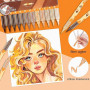 12 Feutre Acrylique Brush Marker – Set de 12 Marqueurs de Peinture Acrylique Skin Tone Color Series , Pointe Brush 0.5~5MM Pince