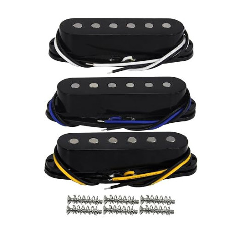 FLEOR Alnico 5 Micro ST Micros à simple bobinage Micro manche/milieu/chevalet de guitare noir pour guitare électrique ST SQ