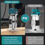 Défonceuse à Bois Affleureuse Électrique 800W 30000RPM,6 Vitesses Variables | Routeur à Bois Électrique avec 15 Fraises à Défonc