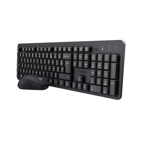 Trust Ymo II Pack Clavier et Souris sans Fil AZERTY Français, Noir | Touches Plates Flottantes Silencieux, Résistant aux Éclabou