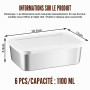 6 Pièces Boite Gouter Inox, 1100 Ml Boîtes De Conservation En Acier Inoxydable, Boîtes De Conservation Avec Couvercle, Boîte De 