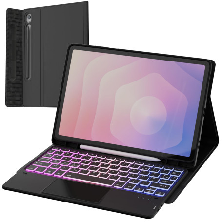 Étui Clavier AZERTY Français pour Samsung Galaxy Tab S11 2025 11 pouces | Rétroéclairée 7 Couleurs, Pavé tactile, DéTachable, Ma