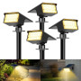 kolpop Lot de 4 Spot Solaire Exterieur, 77 LED Lampe Solaire Exterieur Jardin Puissante avec 3 Modes d'Éclairage, Lumiere Exteri