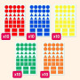 1800 Pieces - Gommettes Autocollantes Formes Géométriques (Cercle, Triangle, Carré, Rectangle) - 5 Couleurs