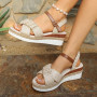 Sandale Femme Ete Confort, Sandales Femme été Plates, Sandals Bohèmes à Talons Hauts Plateforme éPaisse Espadrilles Confortables