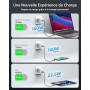 NOVOO 100W Chargeur USB-C Rapide，Prise USB C à 3 Ports, Adaptateur Compatible avec iPhone 16 Plus Pro Max, Galaxy PPS 45 W, S24