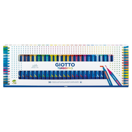 Giotto Turbo Pro - Boîte 30 feutres double pointe assortis