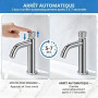 Robinet Temporisé Eau Froide Uniquement, BuntHaus Robinet Poussoir Lavabo | Acier inoxydable 304 avec finition chromée, fermetur