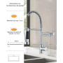JUNSHENG Robinet de Cuisine, Robinet de Cuisine à Ressort Haute Pression, Chromé, Pivotant à 360 Degrés, en Acier Inoxydable.